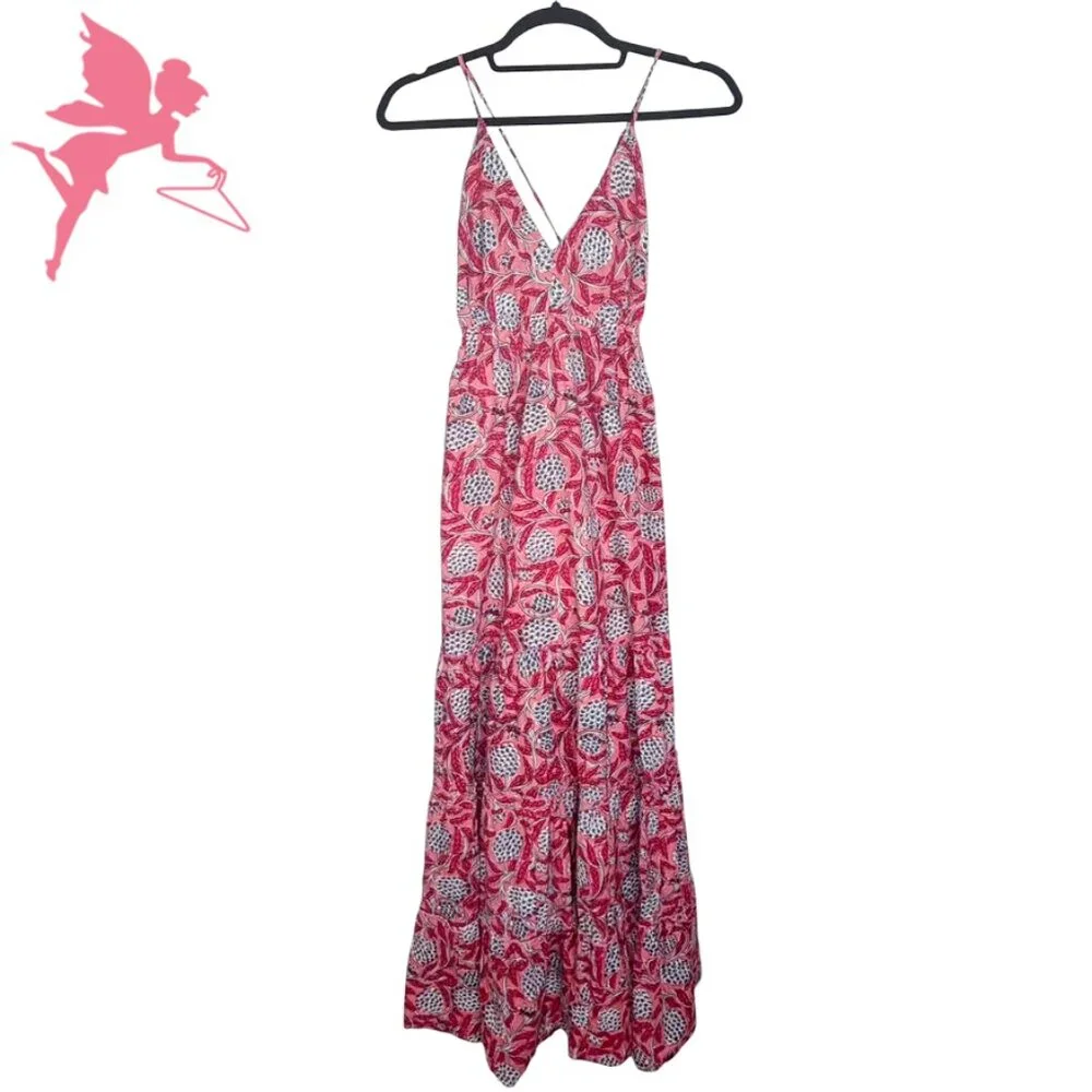 PERRY WALKER COLLECTIVE Annie Block Print Botanical Palm Beach Maxi Sundress - Picture 2 of 10